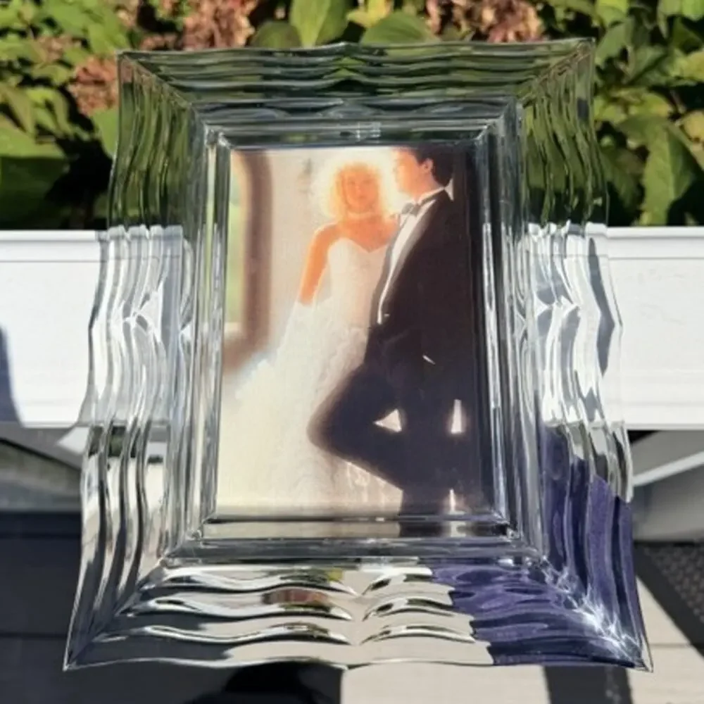 Vintage Mikasa Crystal 5x7 Wave Ripple Heavy Picture Frame
